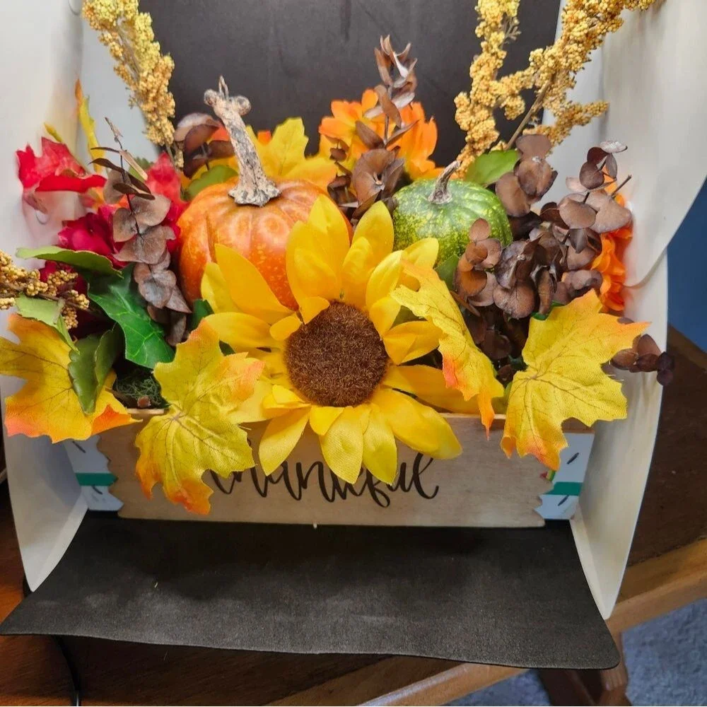 Hand Crafted Floral Centerpiece Fall Artificial Flower Table Arrangement